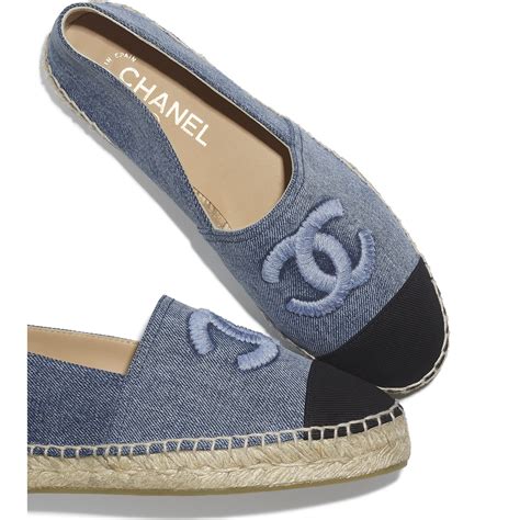 chanel espadrilles blue denim|Chanel espadrilles black and white.